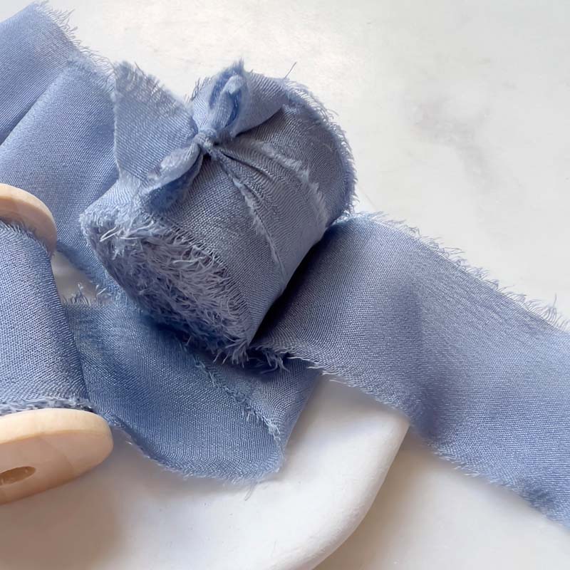 silk ribbon dusty blue