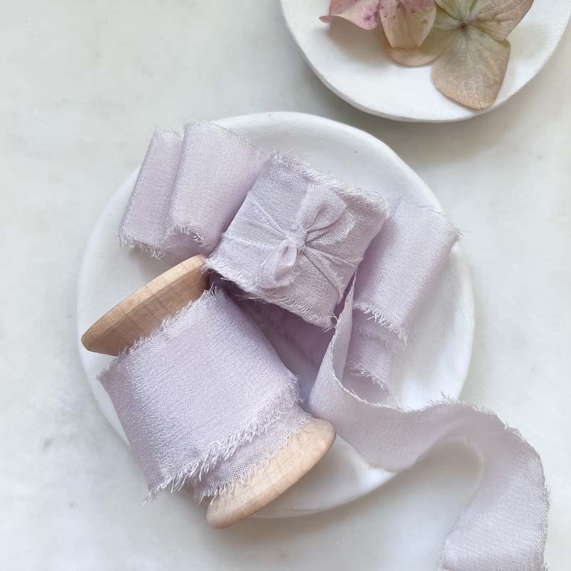 hand dyed silk ribbon lilac